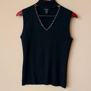 Black dressy V-neck rhinestone top